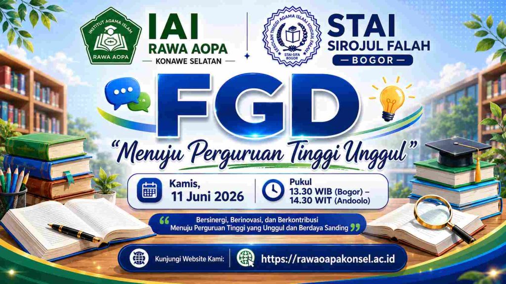 Undangan FGD, Mengawali Kerjasama IAI Rawa Aopa dengan STAI Sirojul Falah Bogor